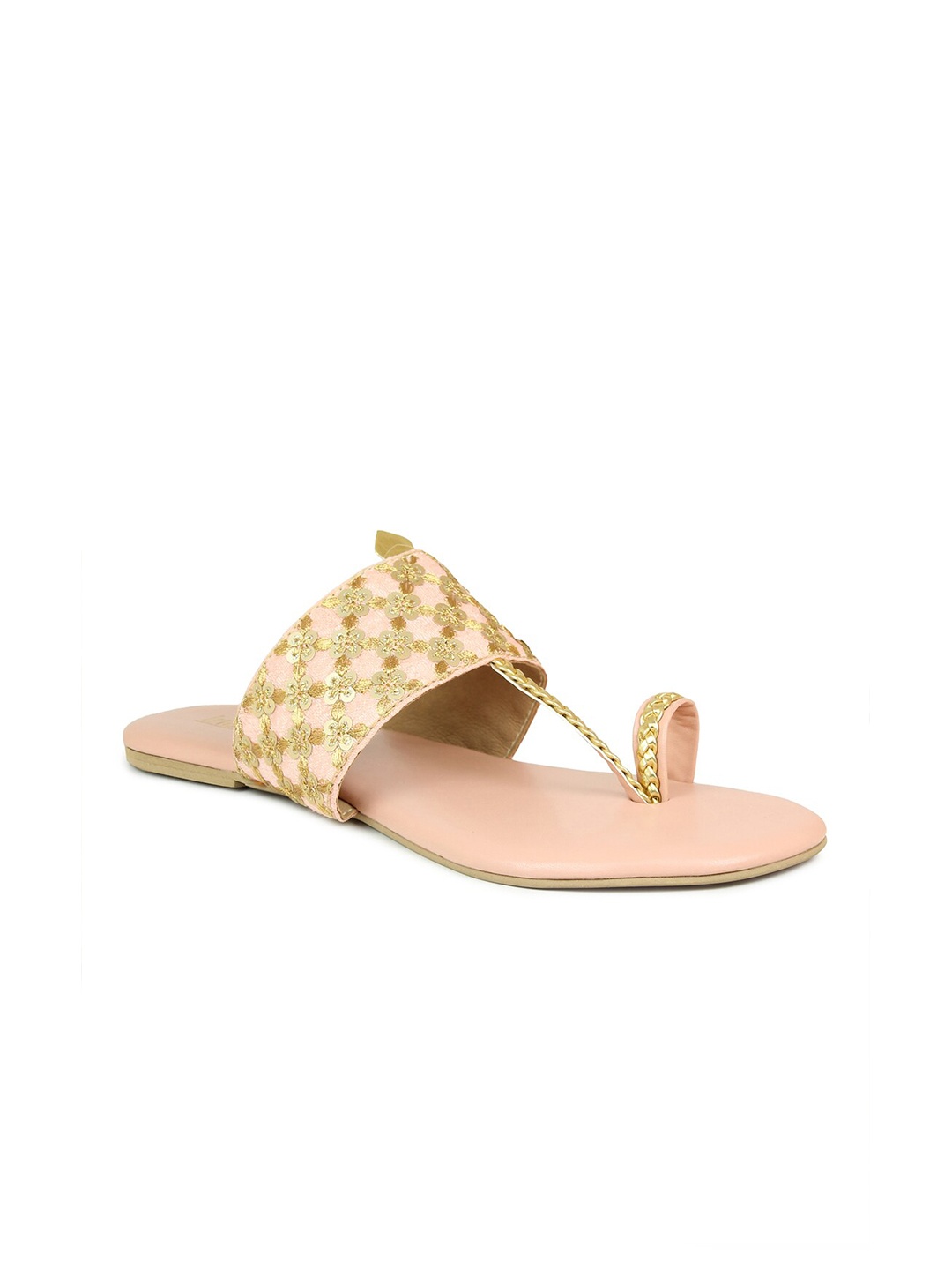 

Inc 5 Women Peach-Coloured Embellished Ethnic One Toe Flats