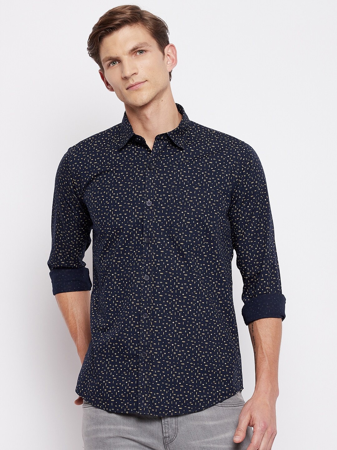 

Duke Men Blue Slim Fit Printed Casual Shirt