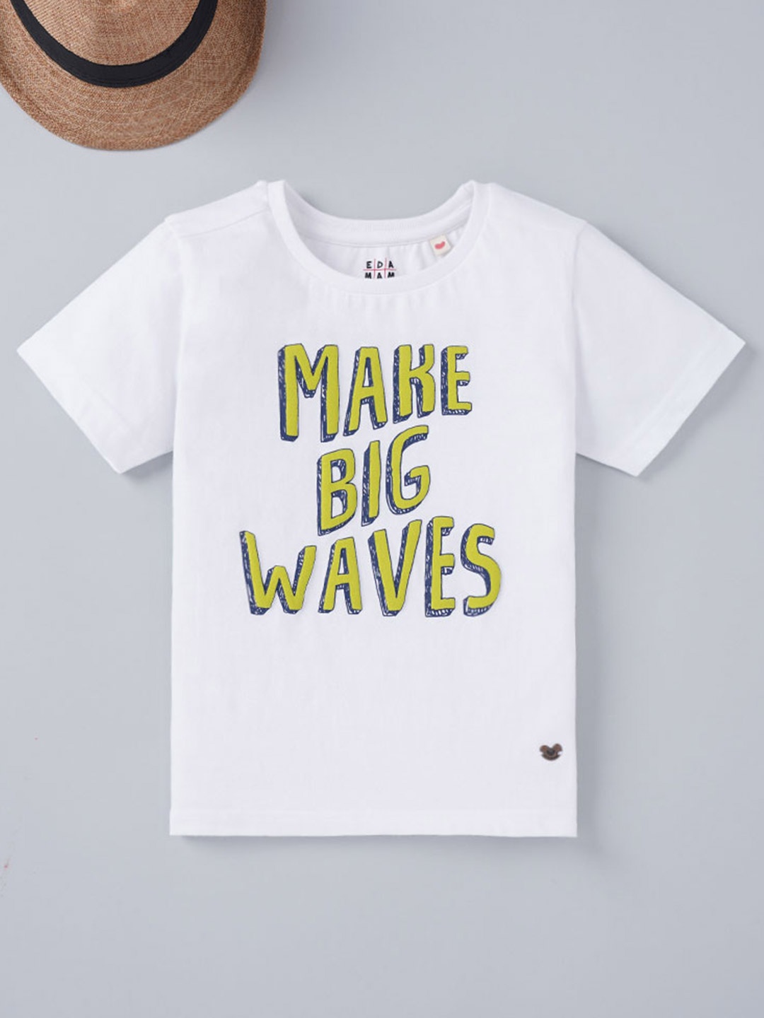 

Ed-a-Mamma Boys White Typography Printed T-shirt