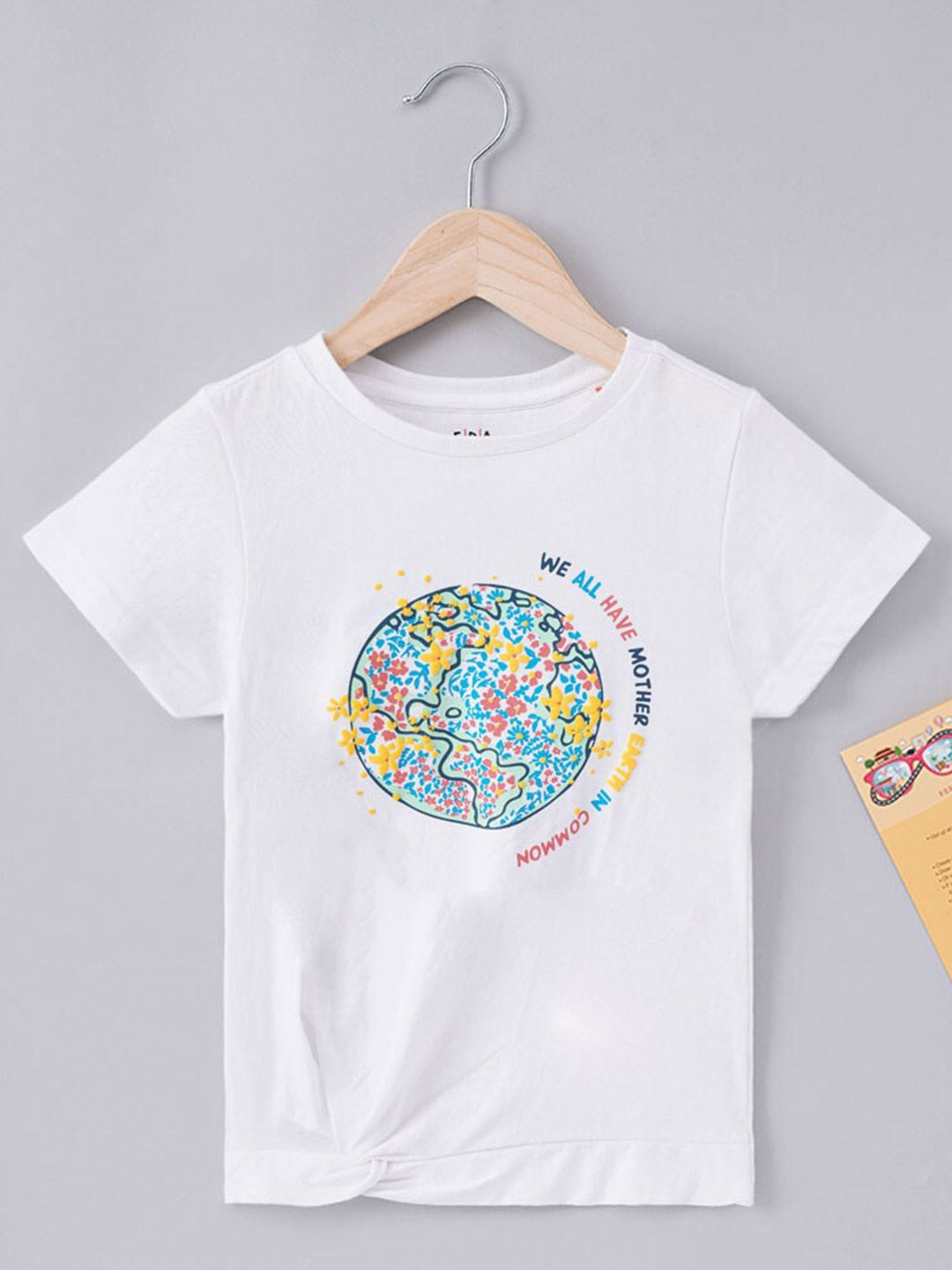 

Ed-a-Mamma Girls White Graphic Printed T-shirt