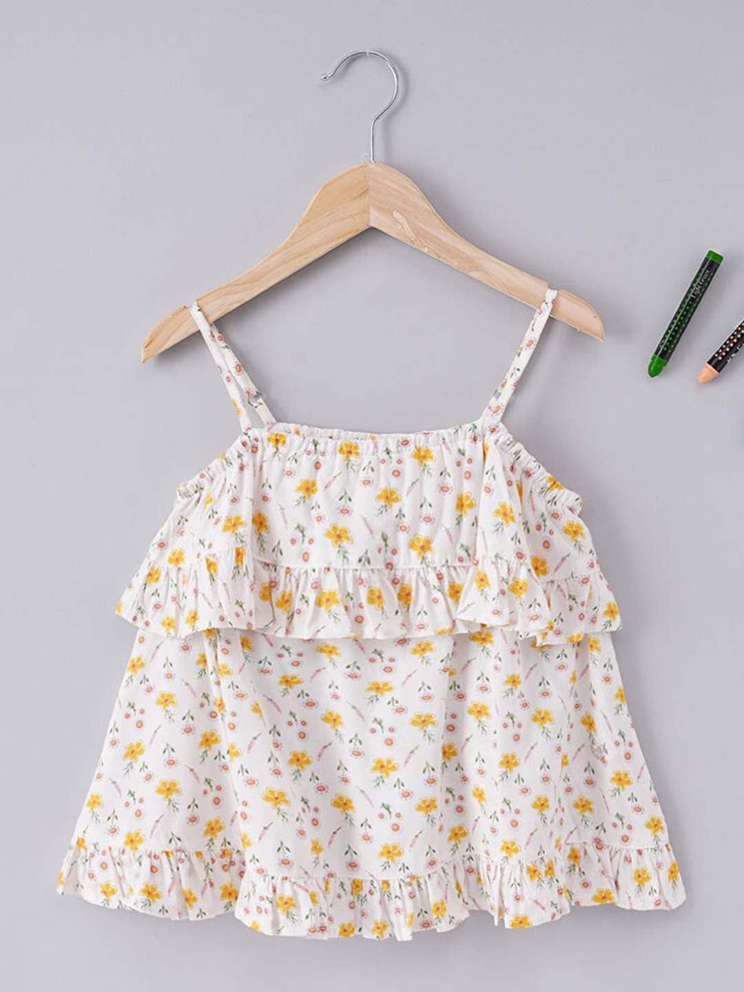 

Ed-a-Mamma Off White Floral Print Tiered Top