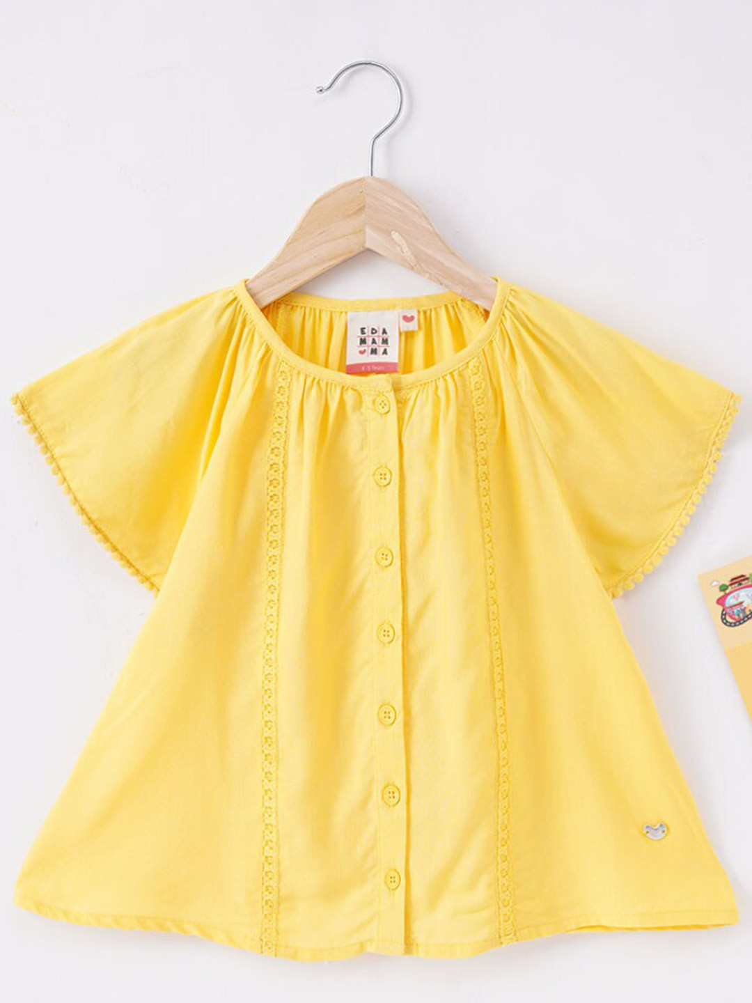 

Ed-a-Mamma Yellow Lace-up Top