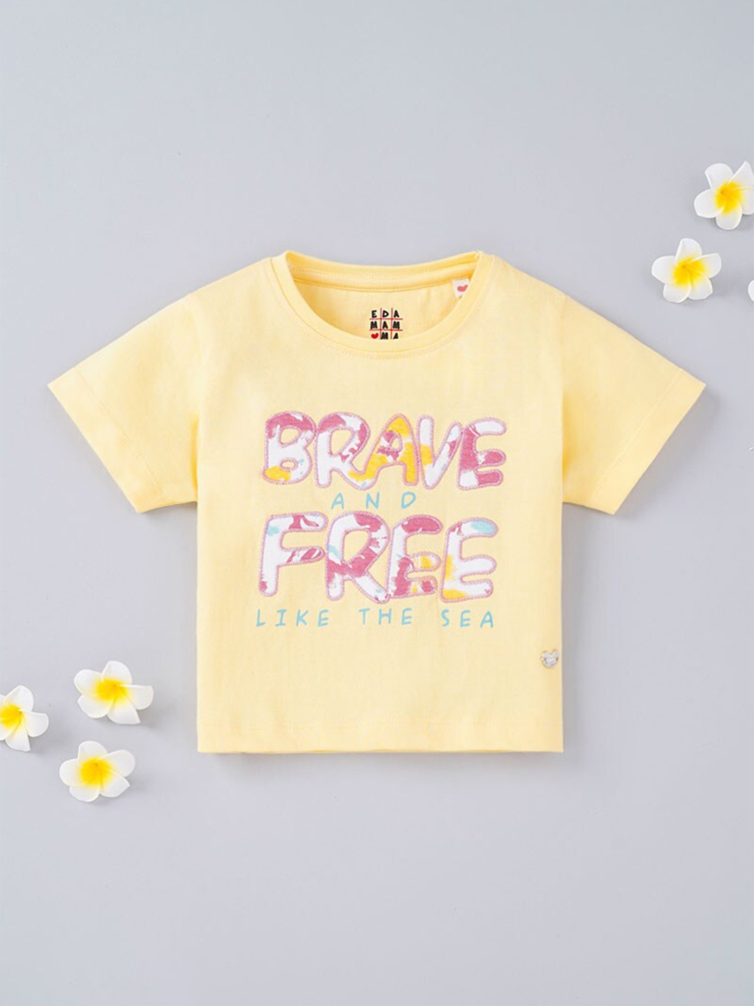 

Ed-a-Mamma Girls Yellow Printed T-shirt