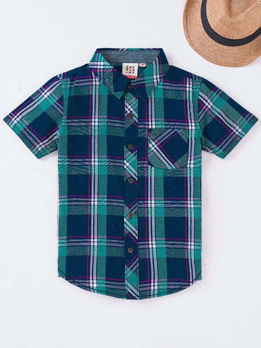 

Ed-a-Mamma Boys Green Premium Tartan Checked Casual Shirt