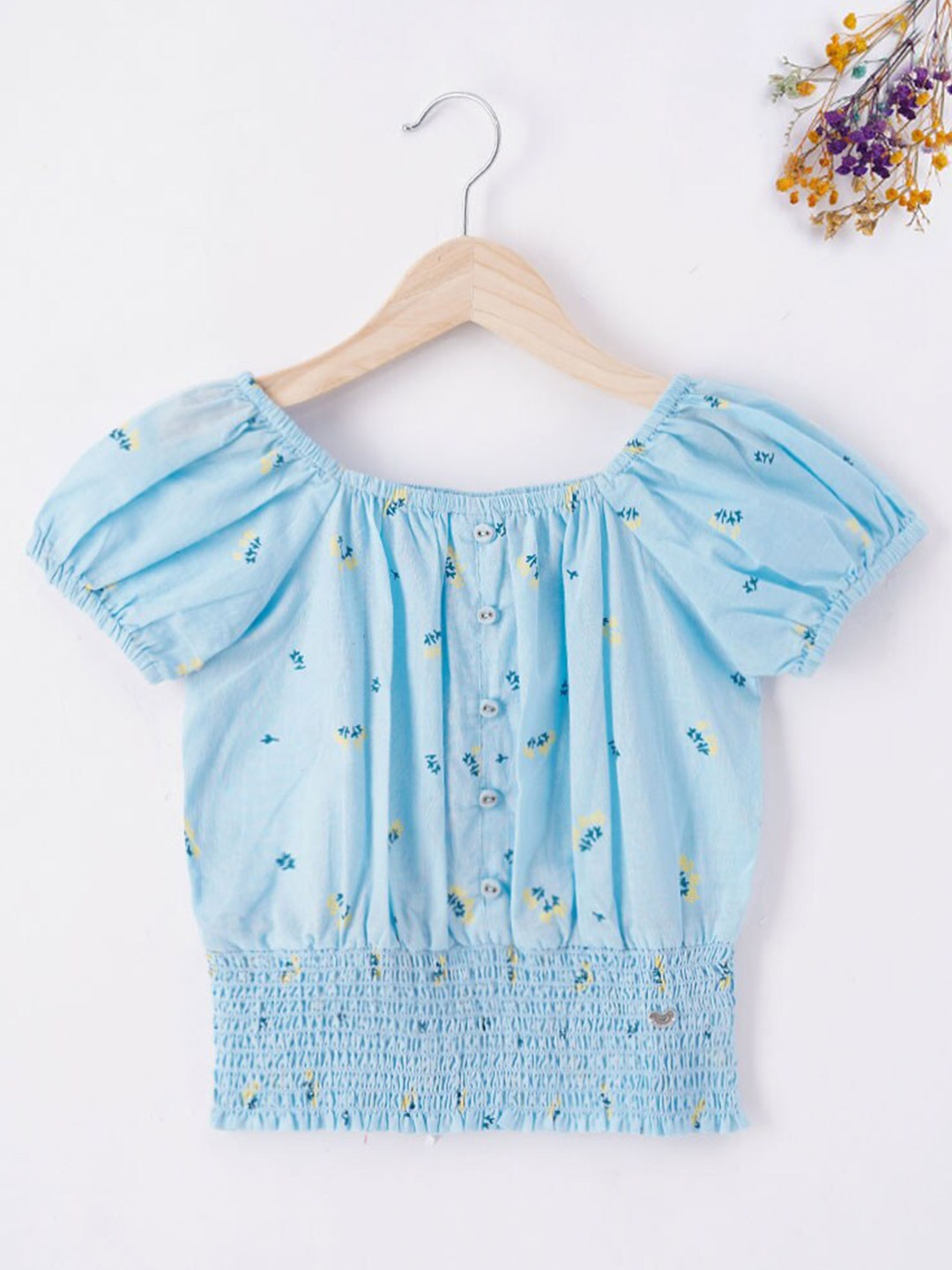 

Ed-a-Mamma Blue Floral Print Blouson Top