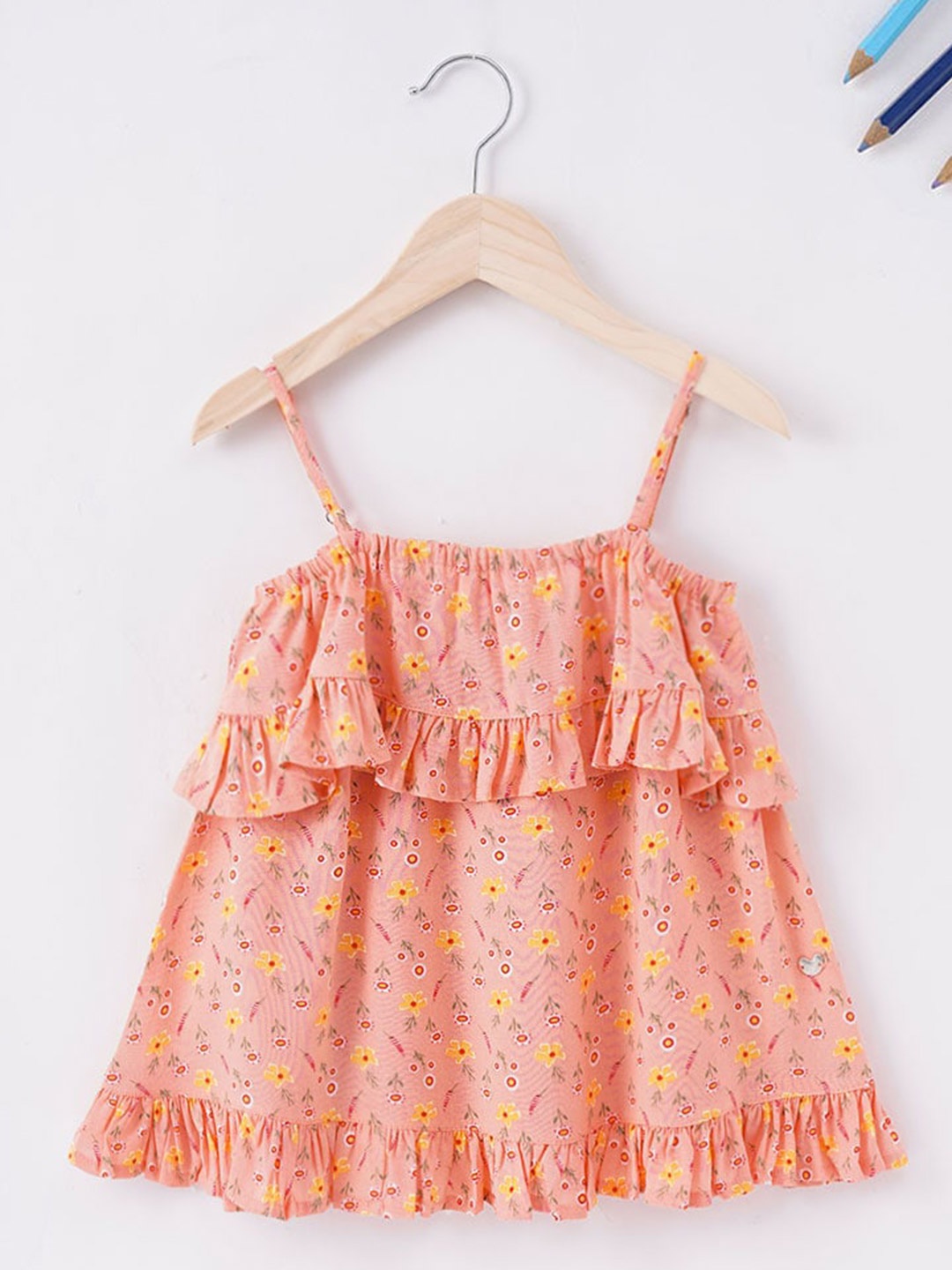 

Ed-a-Mamma Peach-Coloured Floral Print Top