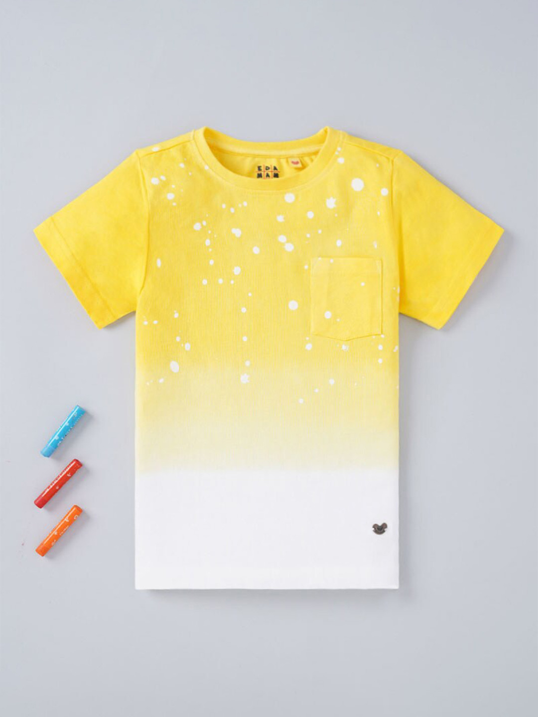 

Ed-a-Mamma Boys Yellow Tie and Dye Printed T-shirt