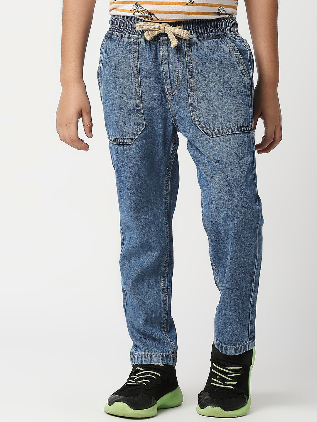 

High Star Boys Blue Slim Fit Low Distress Light Fade Stretchable Jeans
