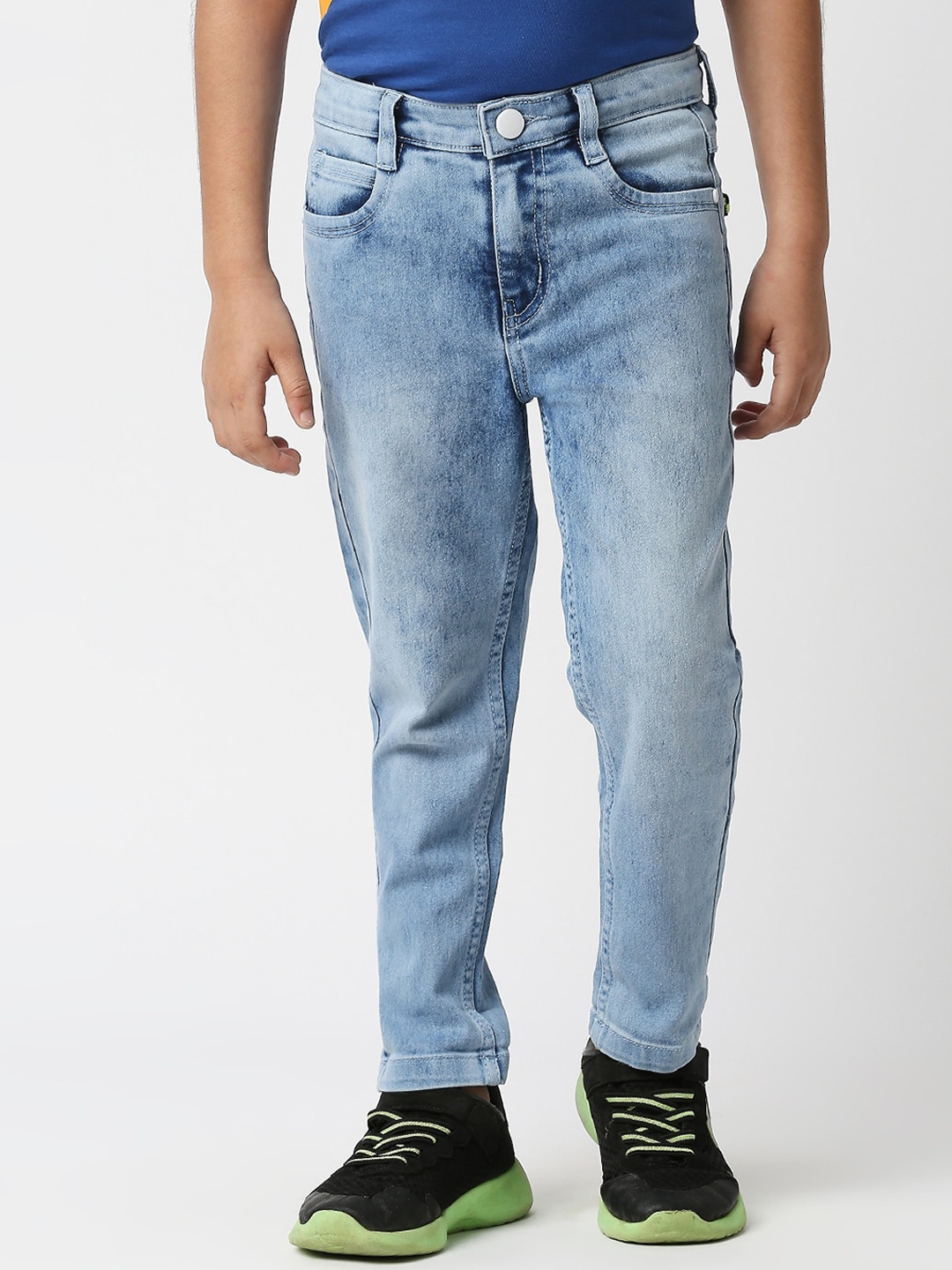 

High Star Boys Blue Slim Fit Low Distress Heavy Fade Stretchable Jeans