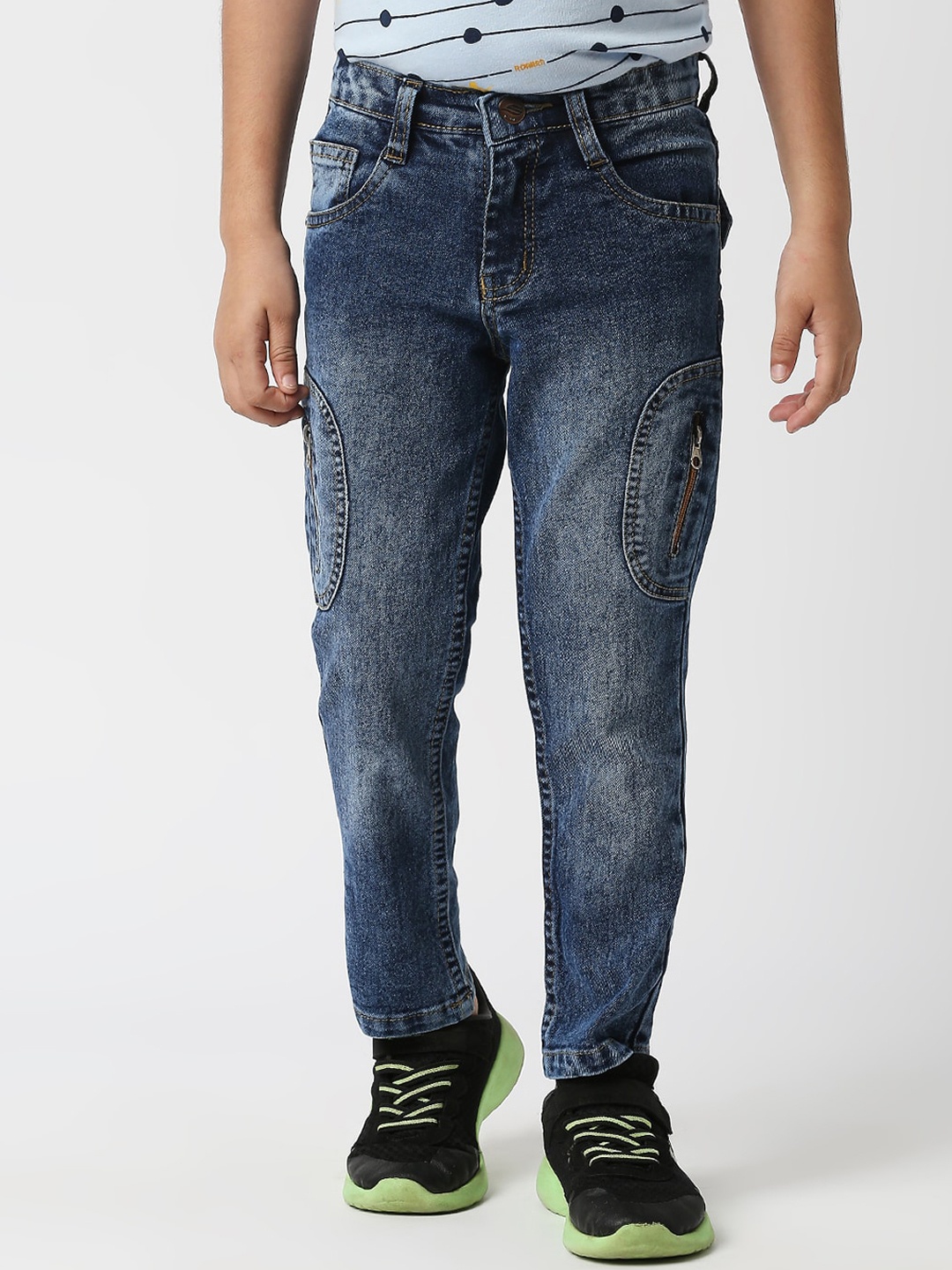 

High Star Boys Blue Slim Fit Mildly Distressed Light Fade Stretchable Jeans