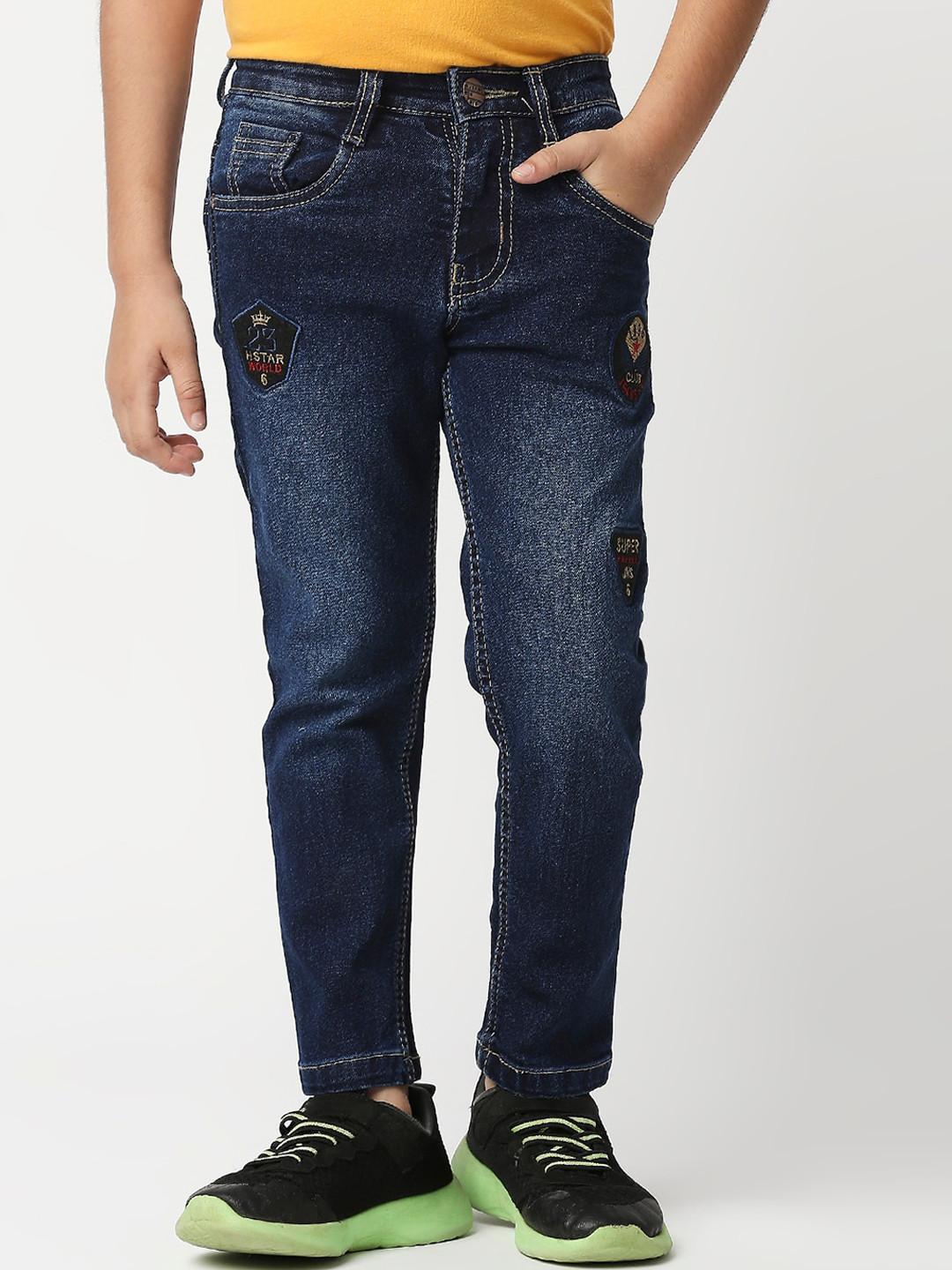 

High Star Boys Blue Slim Fit Low Distress Light Fade Stretchable Jeans