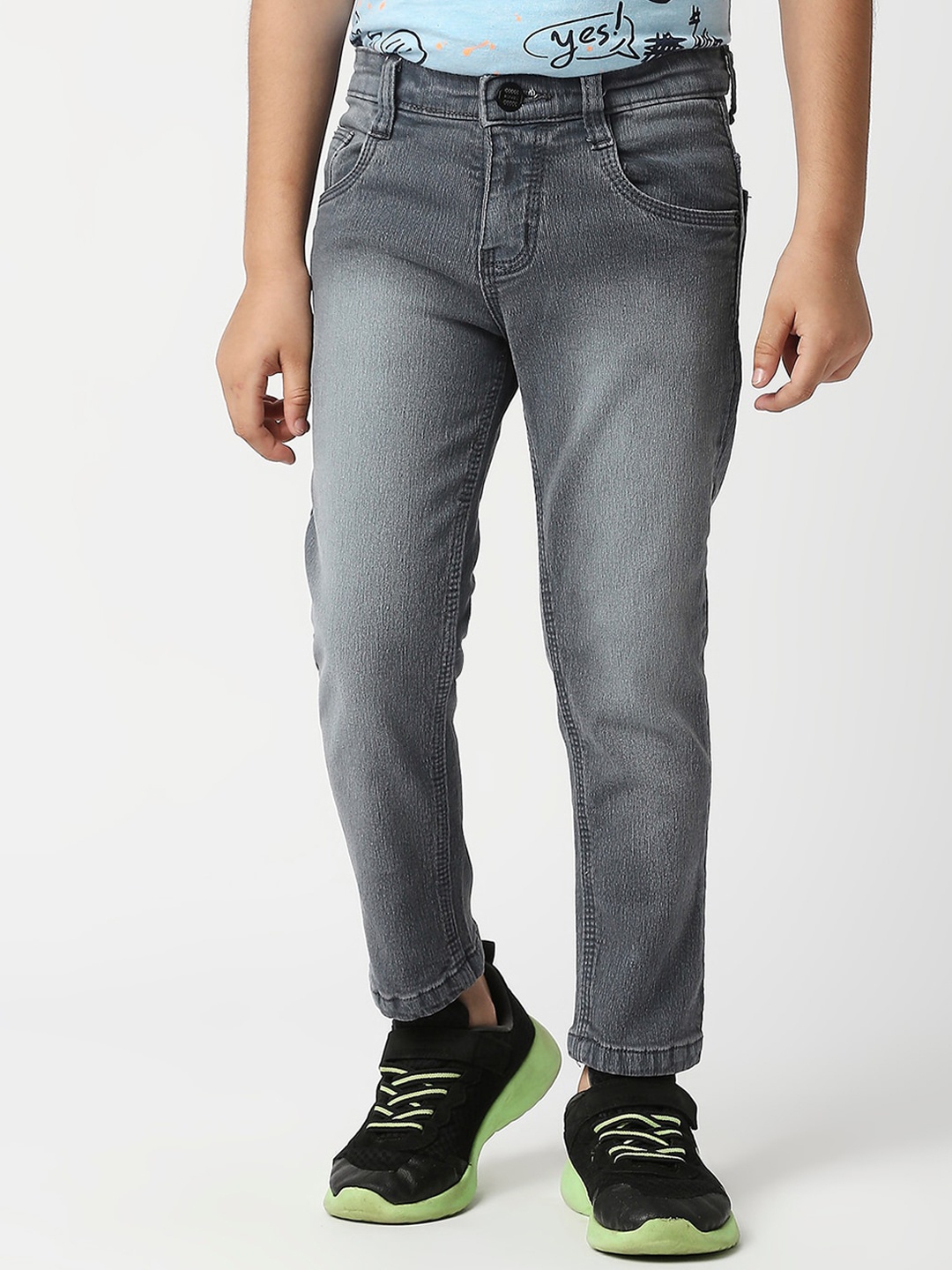 

High Star Boys Grey Slim Fit Light Fade Stretchable Jeans