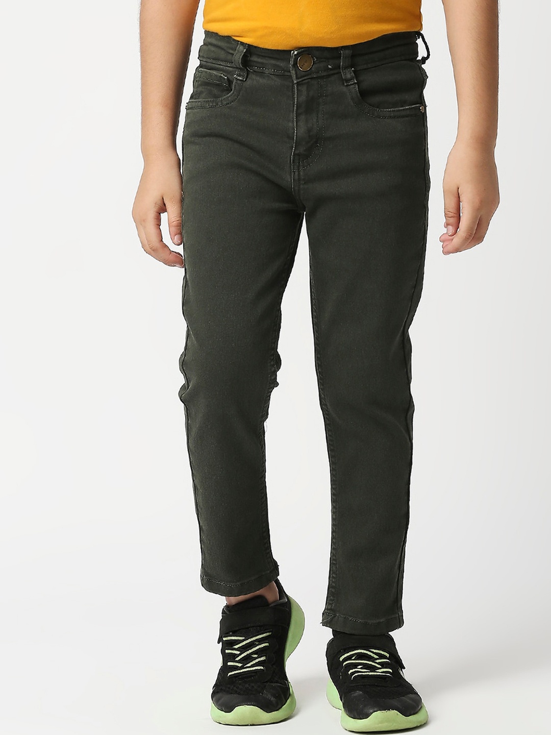 

High Star Boys Green Slim Fit Stretchable Jeans