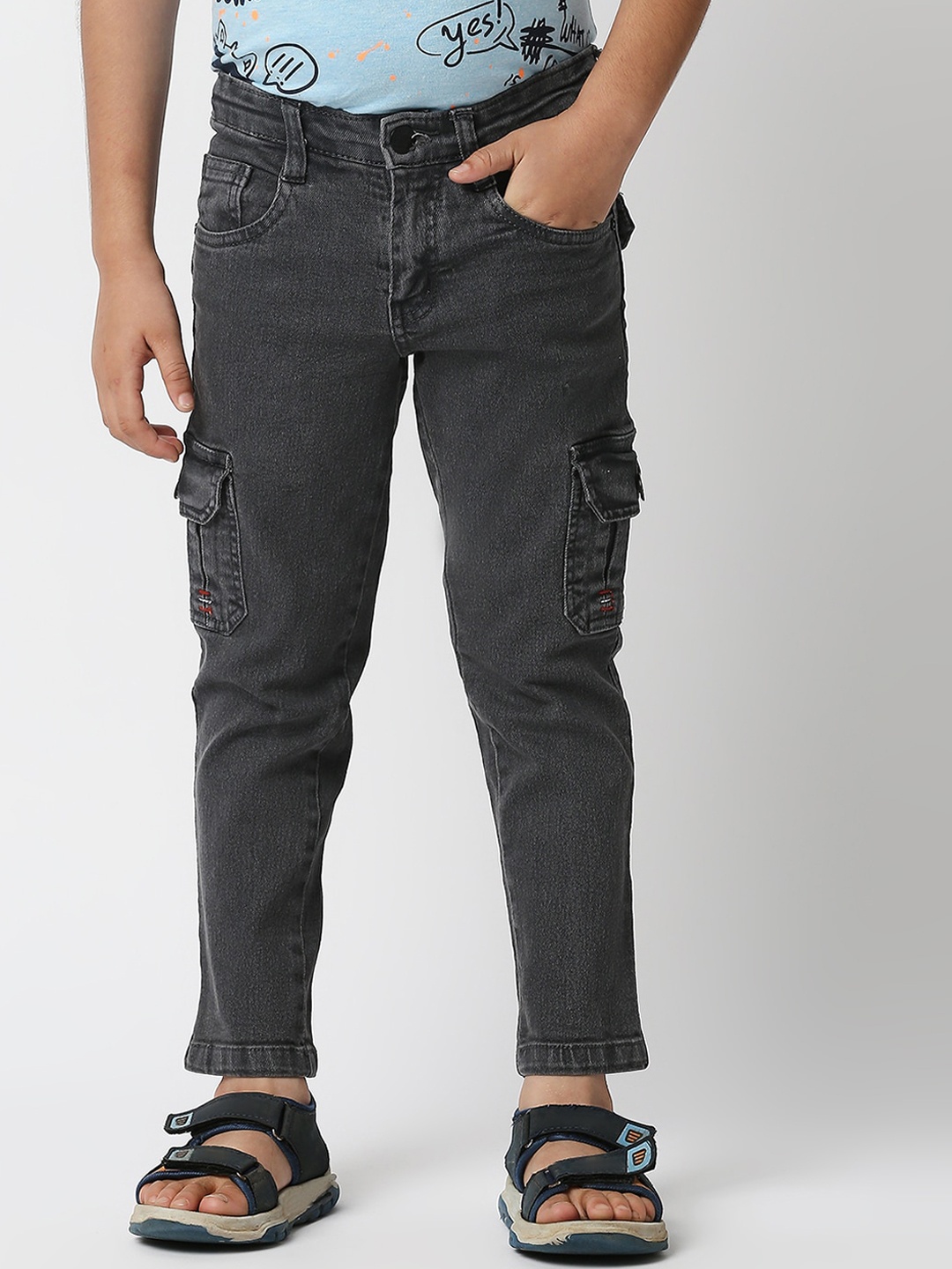 

High Star Boys Grey Slim Fit Light Fade Stretchable Jeans