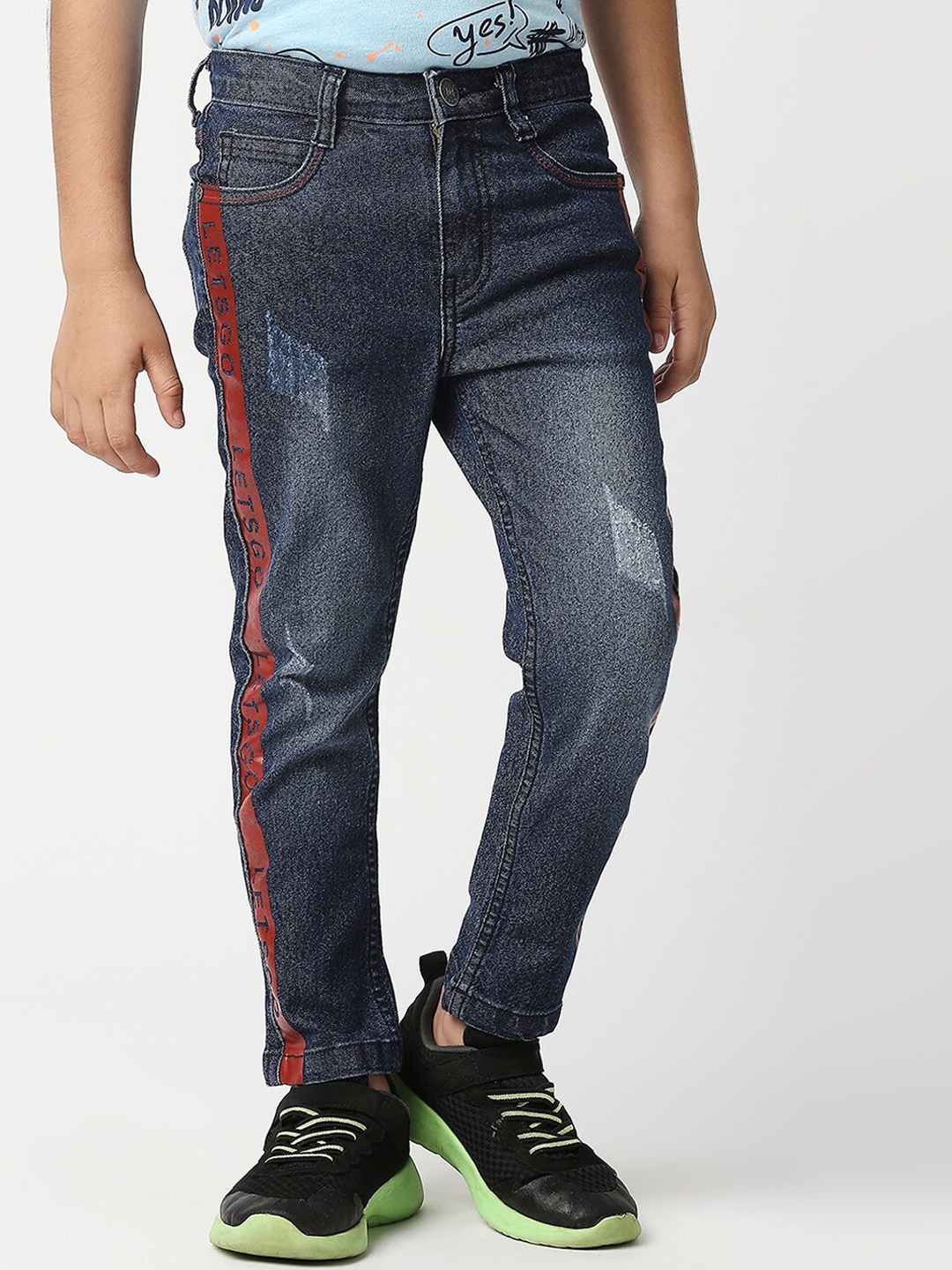 

High Star Boys Blue Slim Fit Mildly Distressed Light Fade Stretchable Jeans