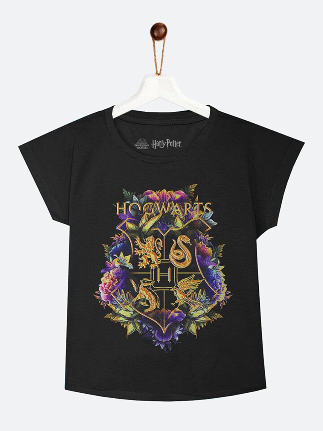 

YK Warner Girls Black Harry Potter Printed T-shirt