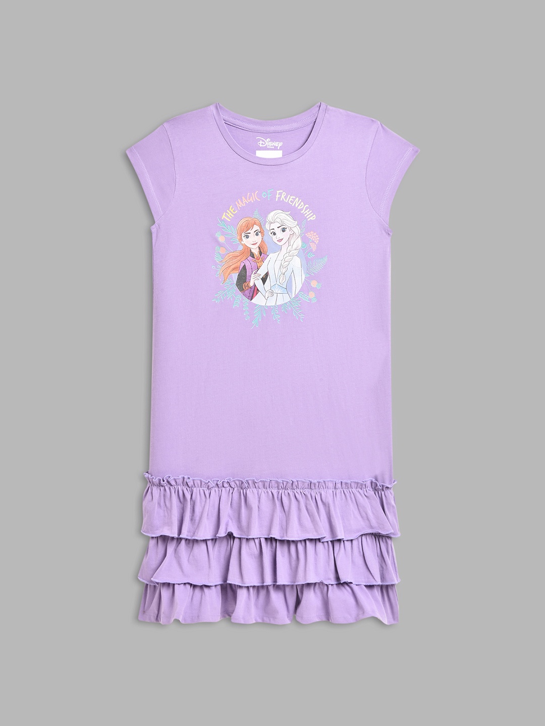 

Blue Giraffe Purple Frozen Anna & Elsa Drop-Waist Dress