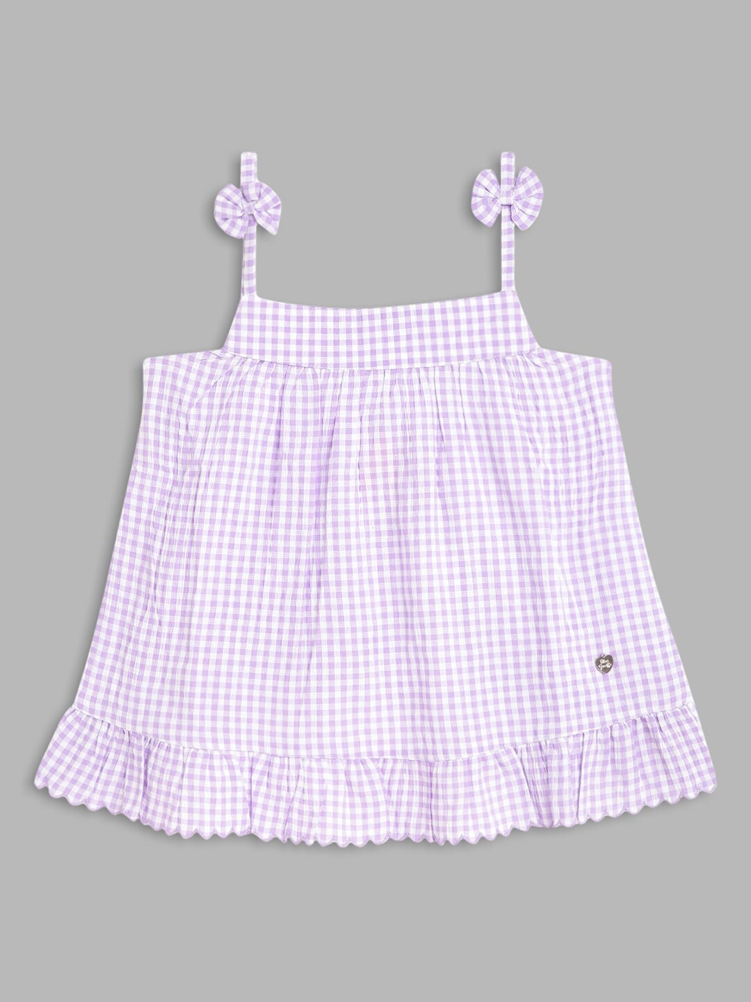 

Blue Giraffe Purple Micro Checked Top