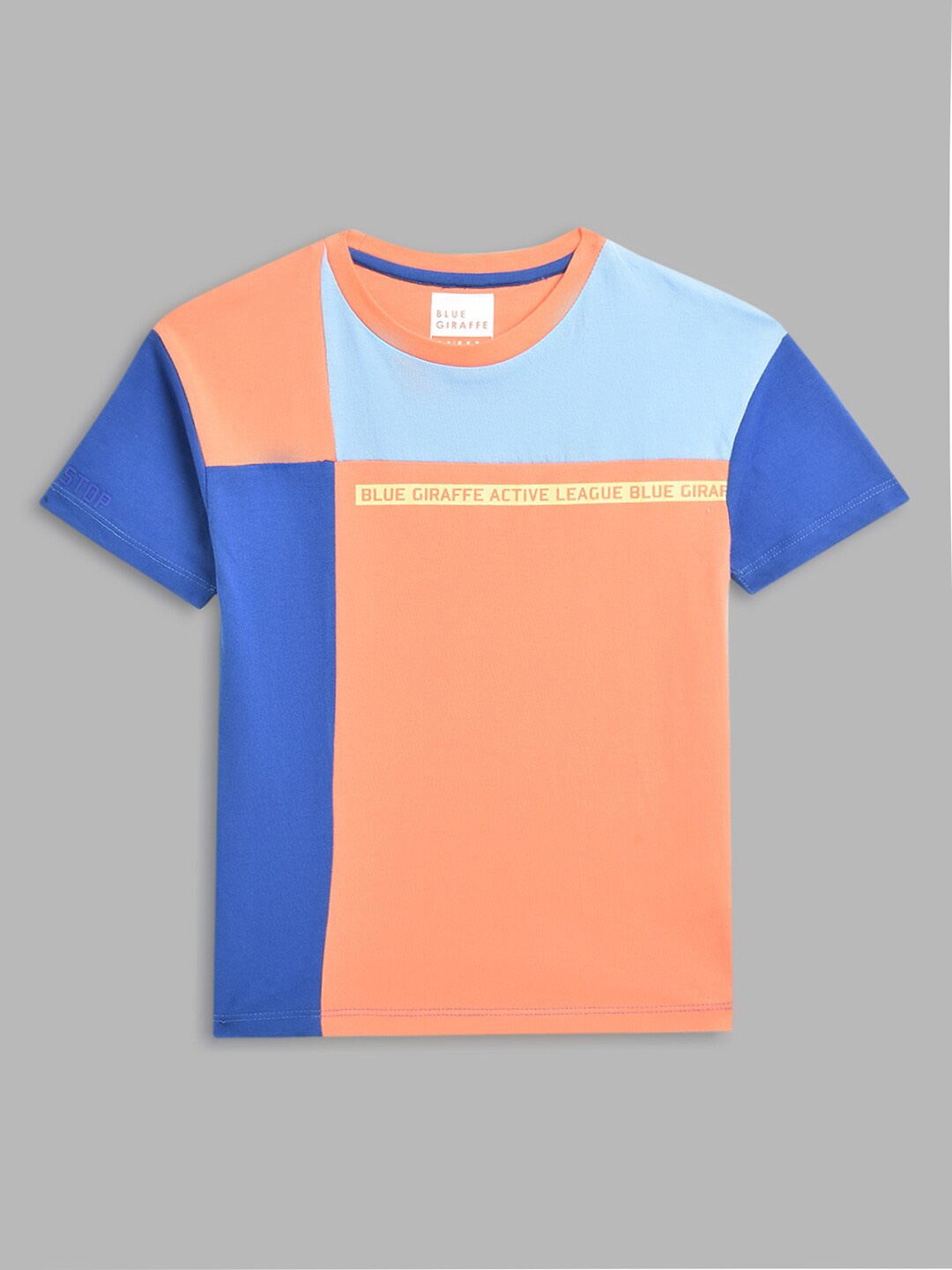 

Blue Giraffe Girls Coral & Blue Colourblocked T-shirt