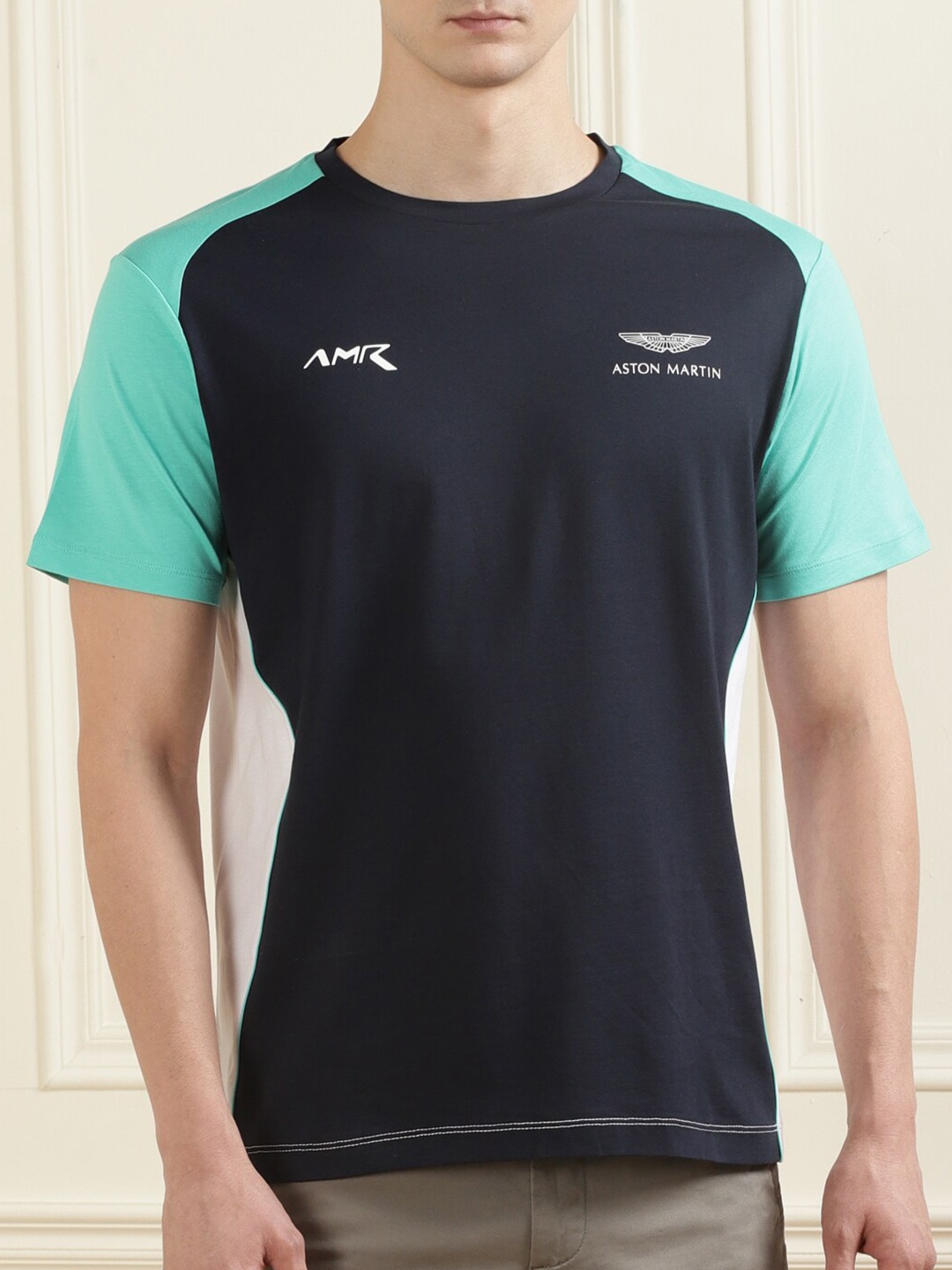 

HACKETT LONDON Men Navy Blue & Teal T-shirt