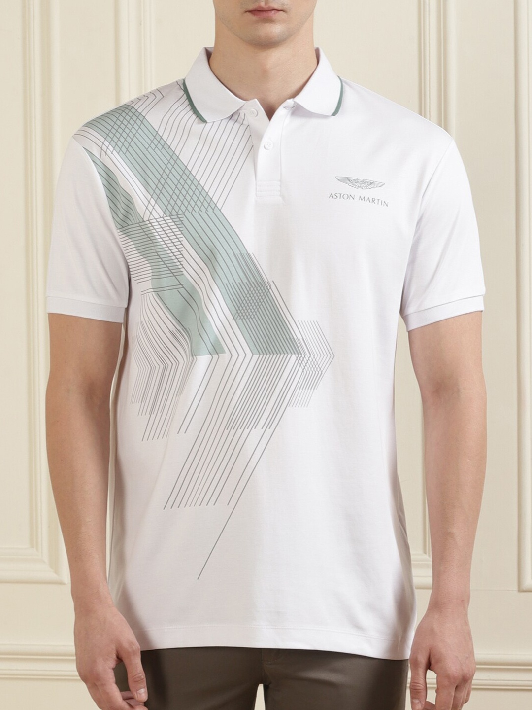 

HACKETT LONDON Men White Printed Polo Collar T-shirt