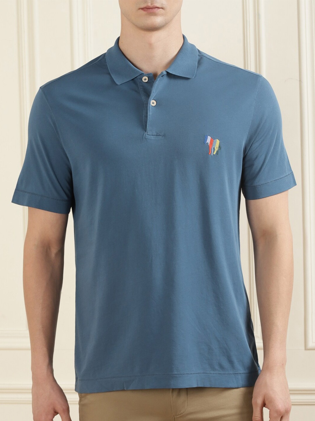 

PS By Paul Smith Men Blue Polo Collar T-shirt