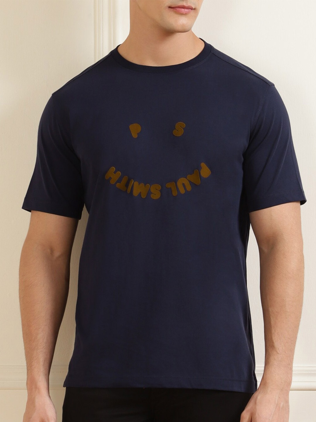 

PS By Paul Smith Men Royal Blue Happy Face Organic Cotton T-shirt