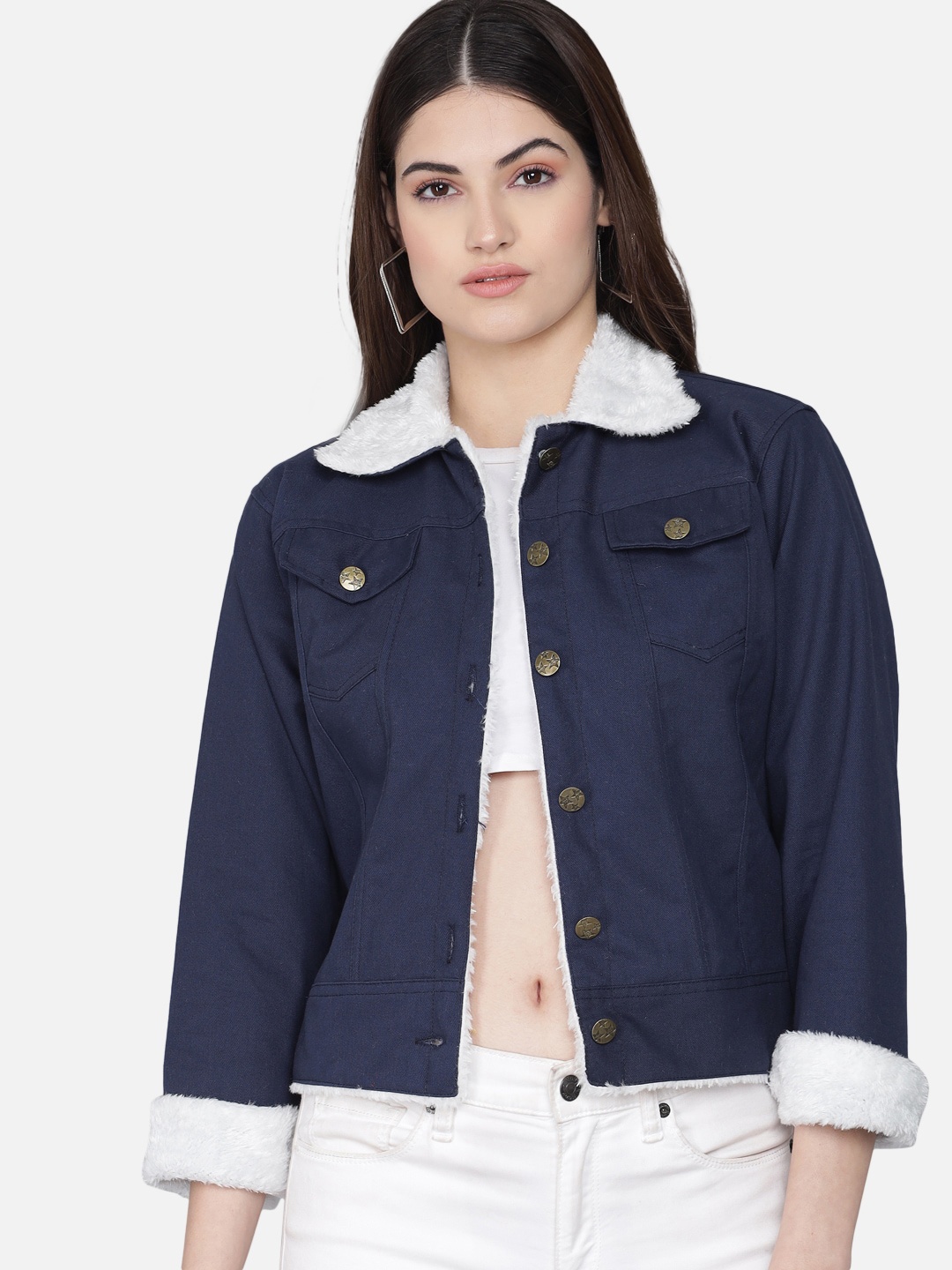 

FurryFlair Women Navy Blue Outdoor Tailored Jacket