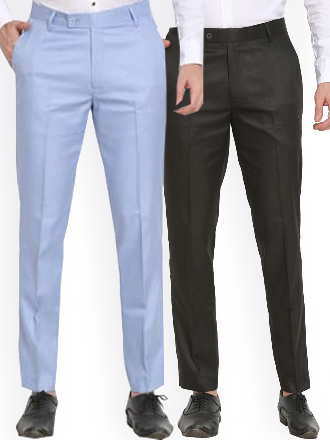 

Sam and Jack Men Blue & Black Pack of 2 Smart Chambray Trousers