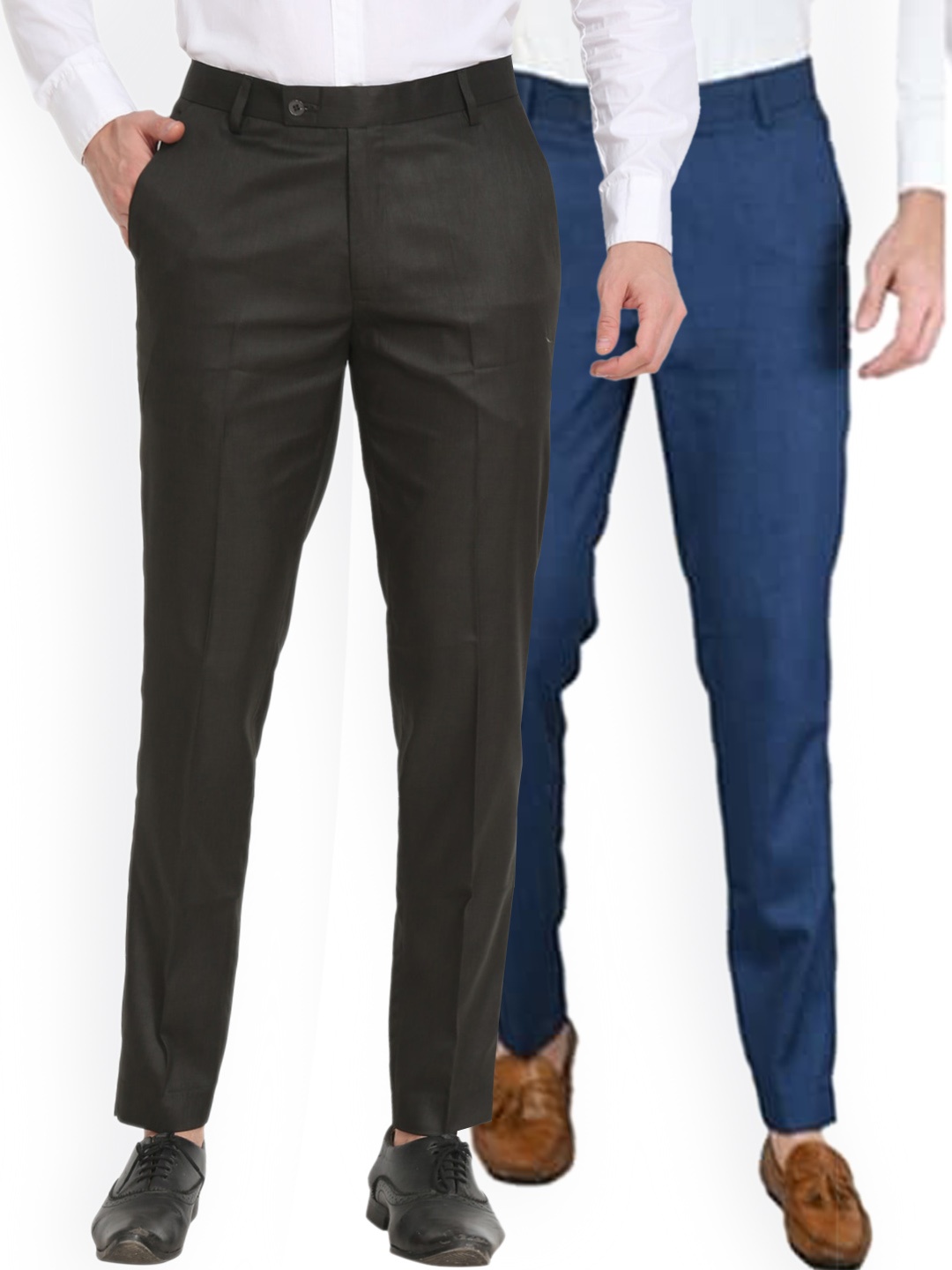 

Sam and Jack Men Blue & Black Pack of 2 Smart Chambray Trousers
