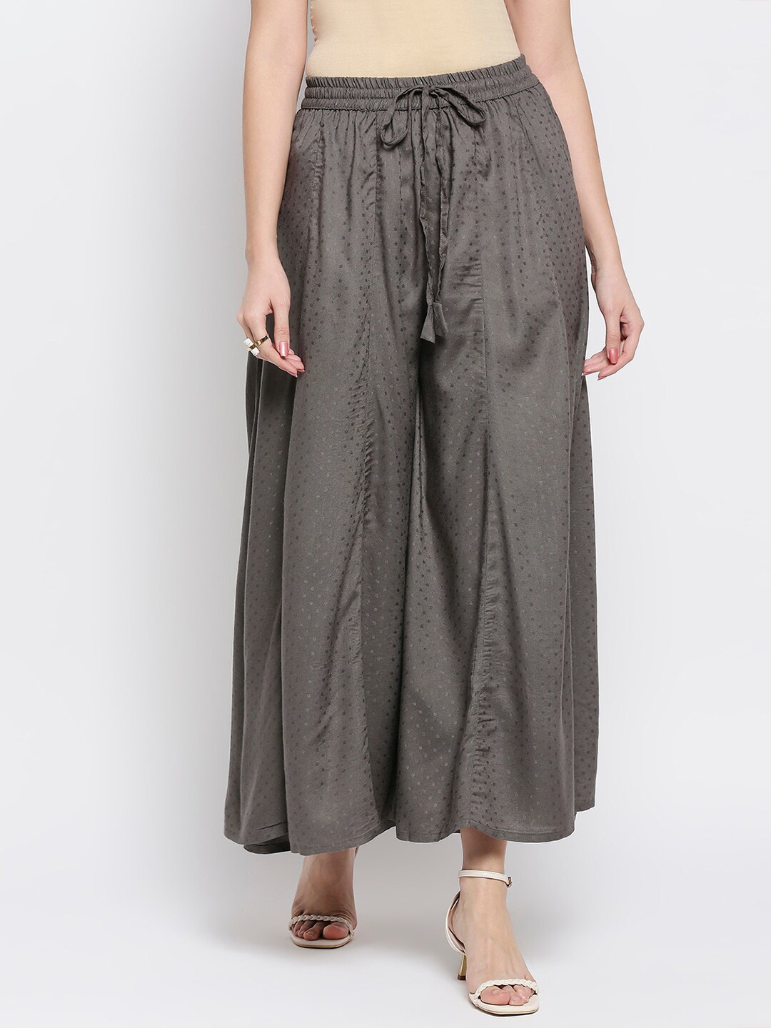 

Ethnicity Women Grey Striped Flared Palazzos