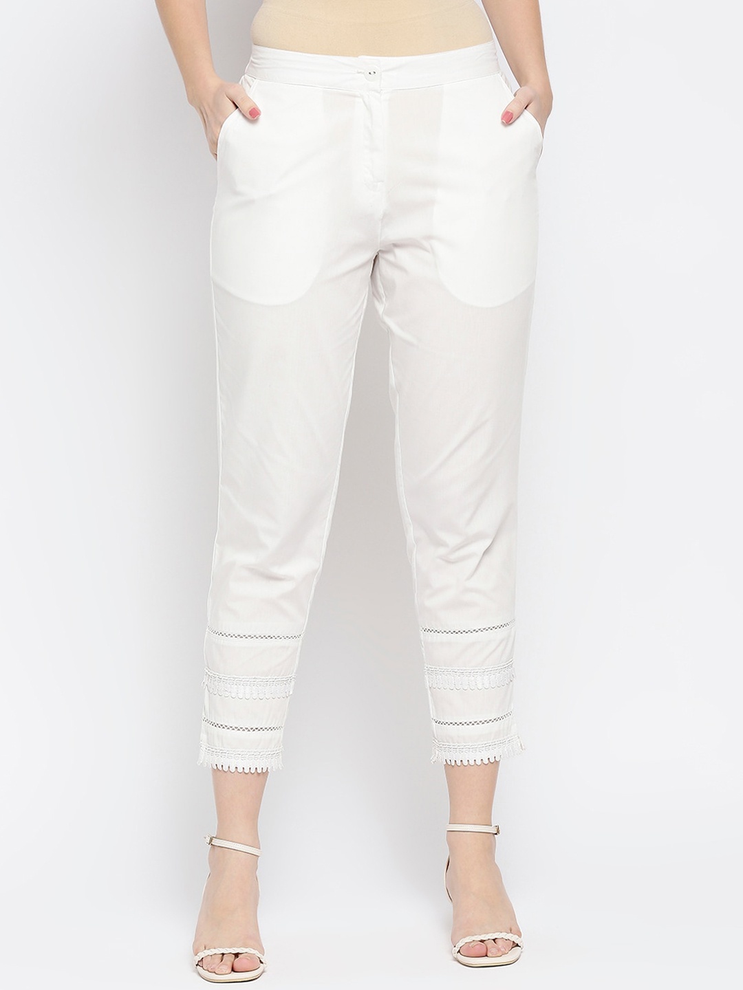 

Ethnicity Women White Relaxed Straight Fit Trousers