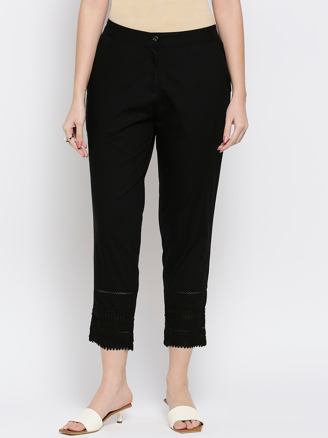 

Ethnicity Women Black Relaxed Straight Fit Trousers