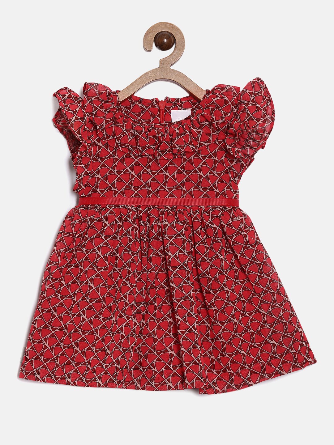 

Aomi Kids Girls Red Floral Printed Georgette Dress