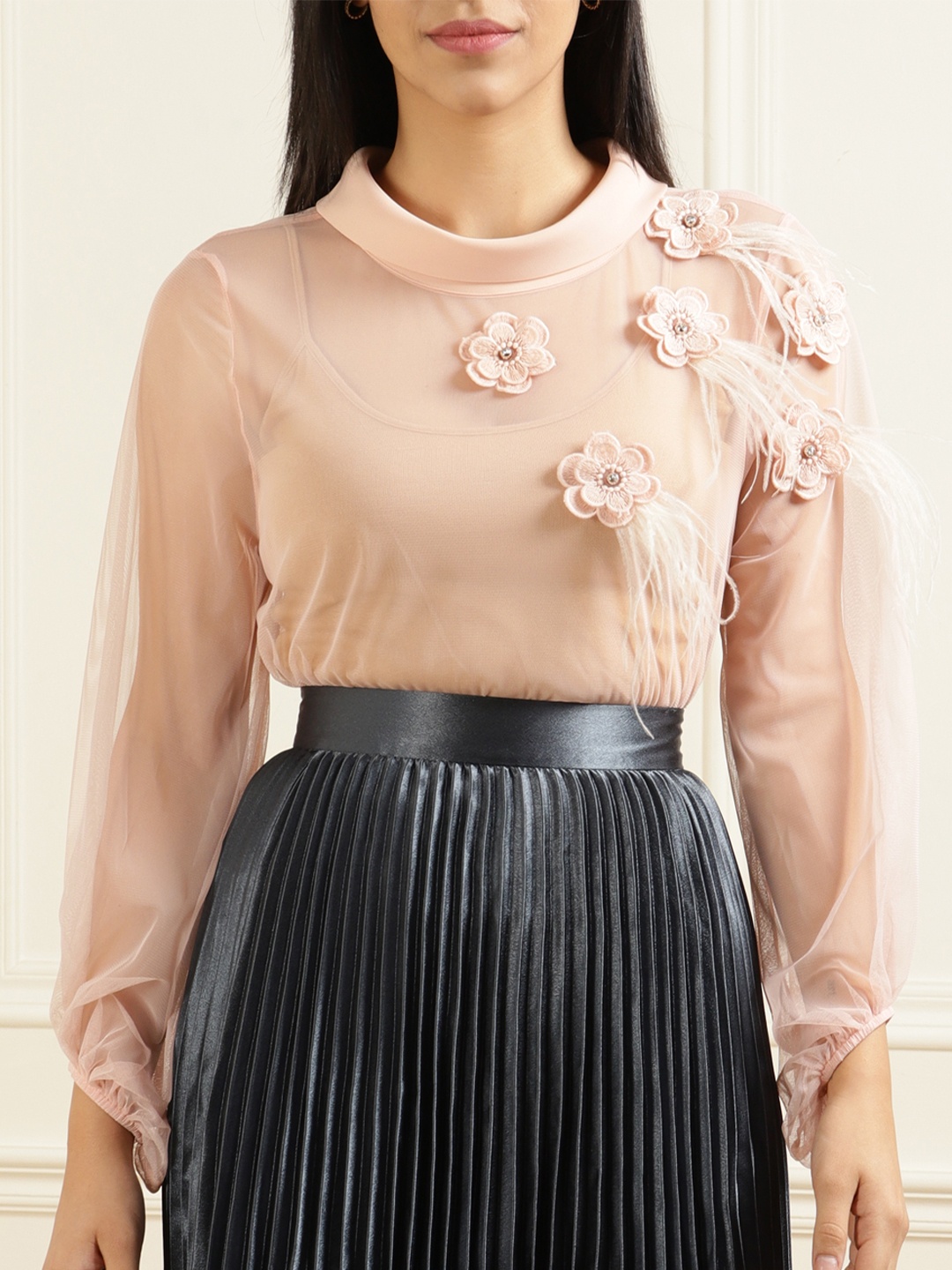 

Rinascimento Pink Applique Top