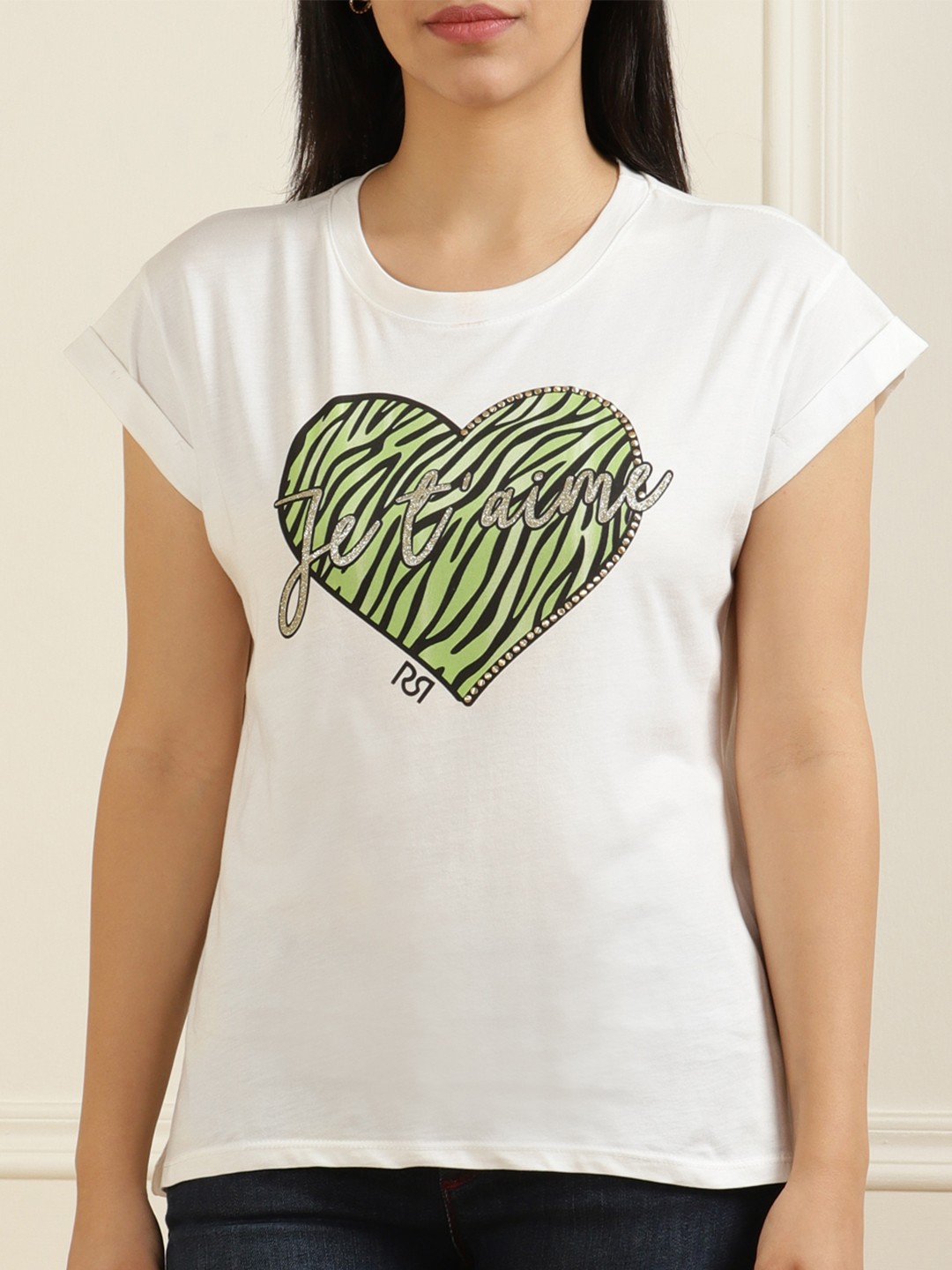 

Rinascimento Women White Print Blouson Top