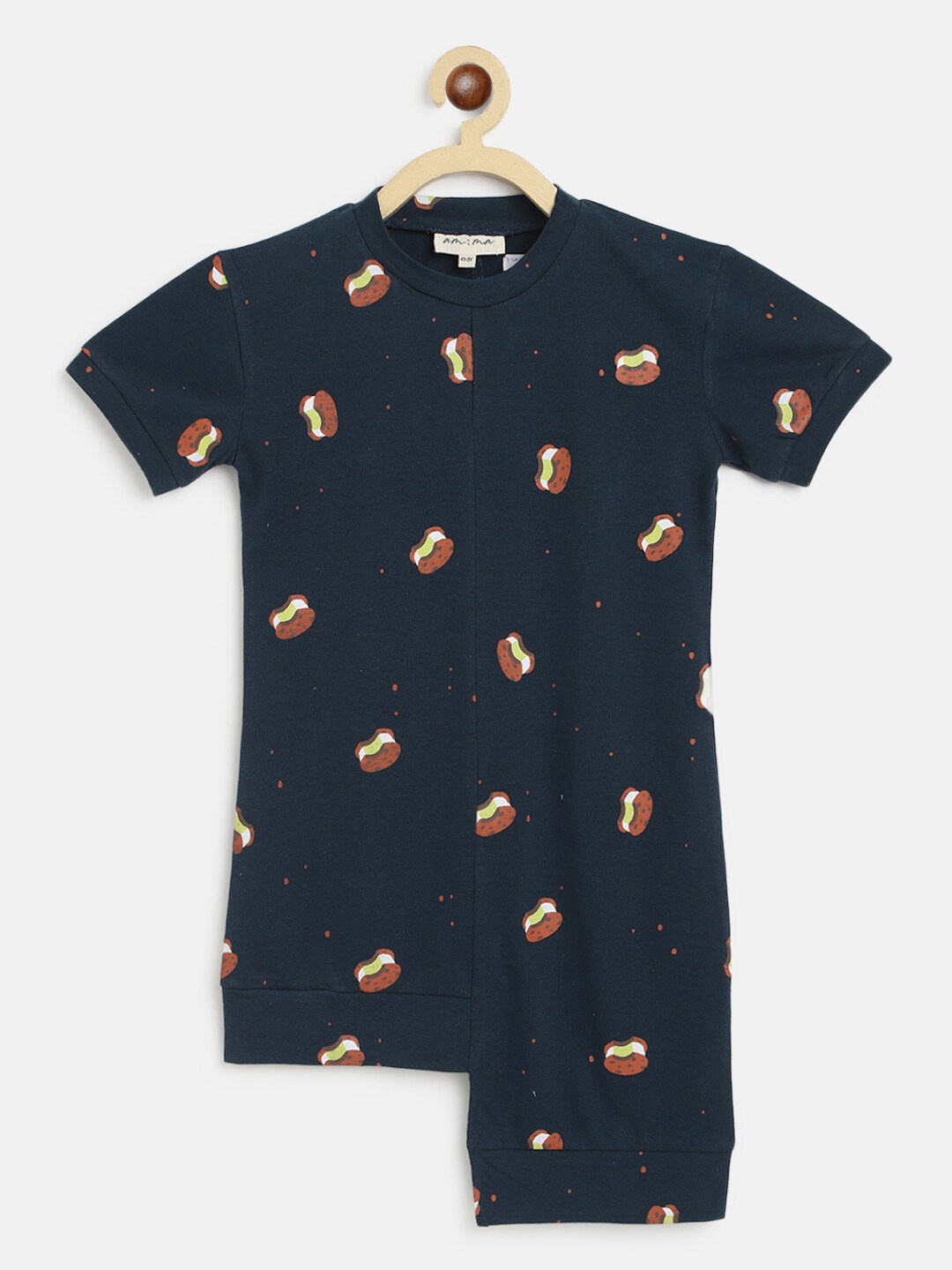 

am ma Kids Girls Green Conversational Printed T-shirt Dress