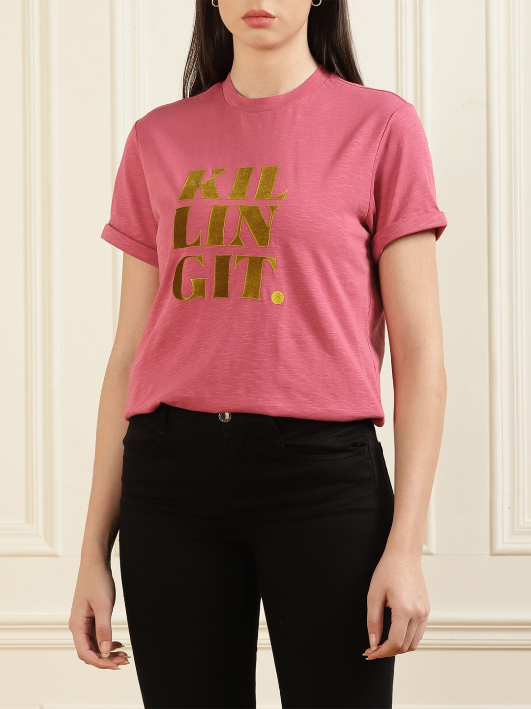 

Ted Baker Women Pink Typography Print Top