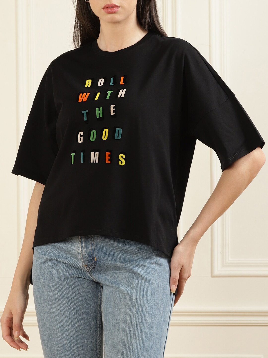 

Ted Baker Women Black Print Top