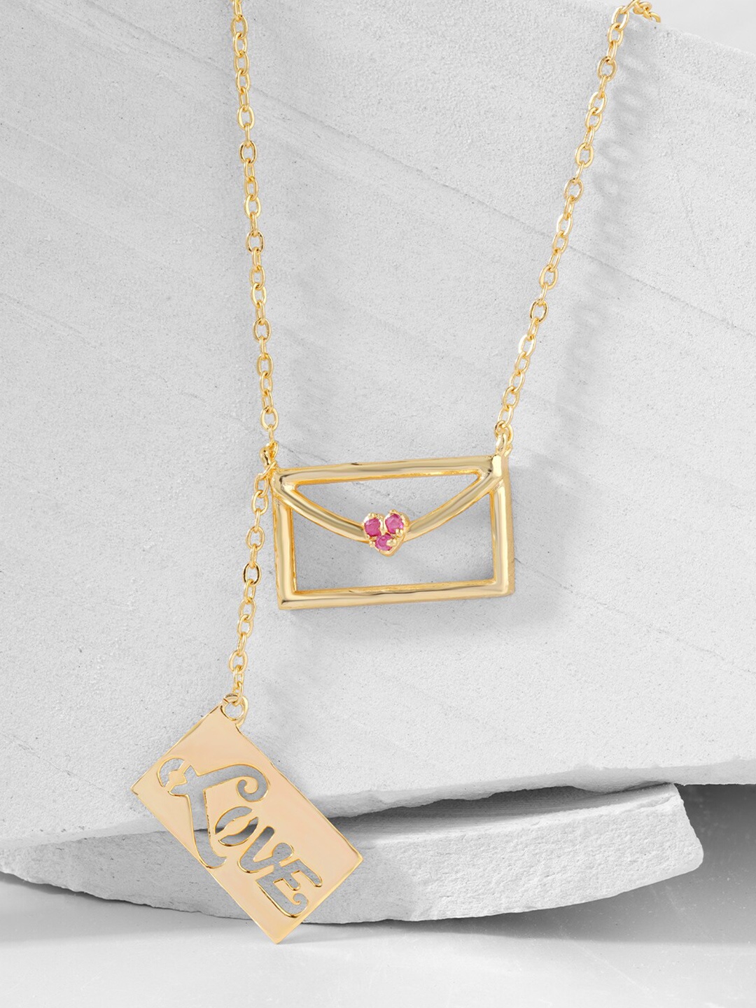 

MINUTIAE Gold-Toned & Pink Brass Gold-Plated Handcrafted Necklace