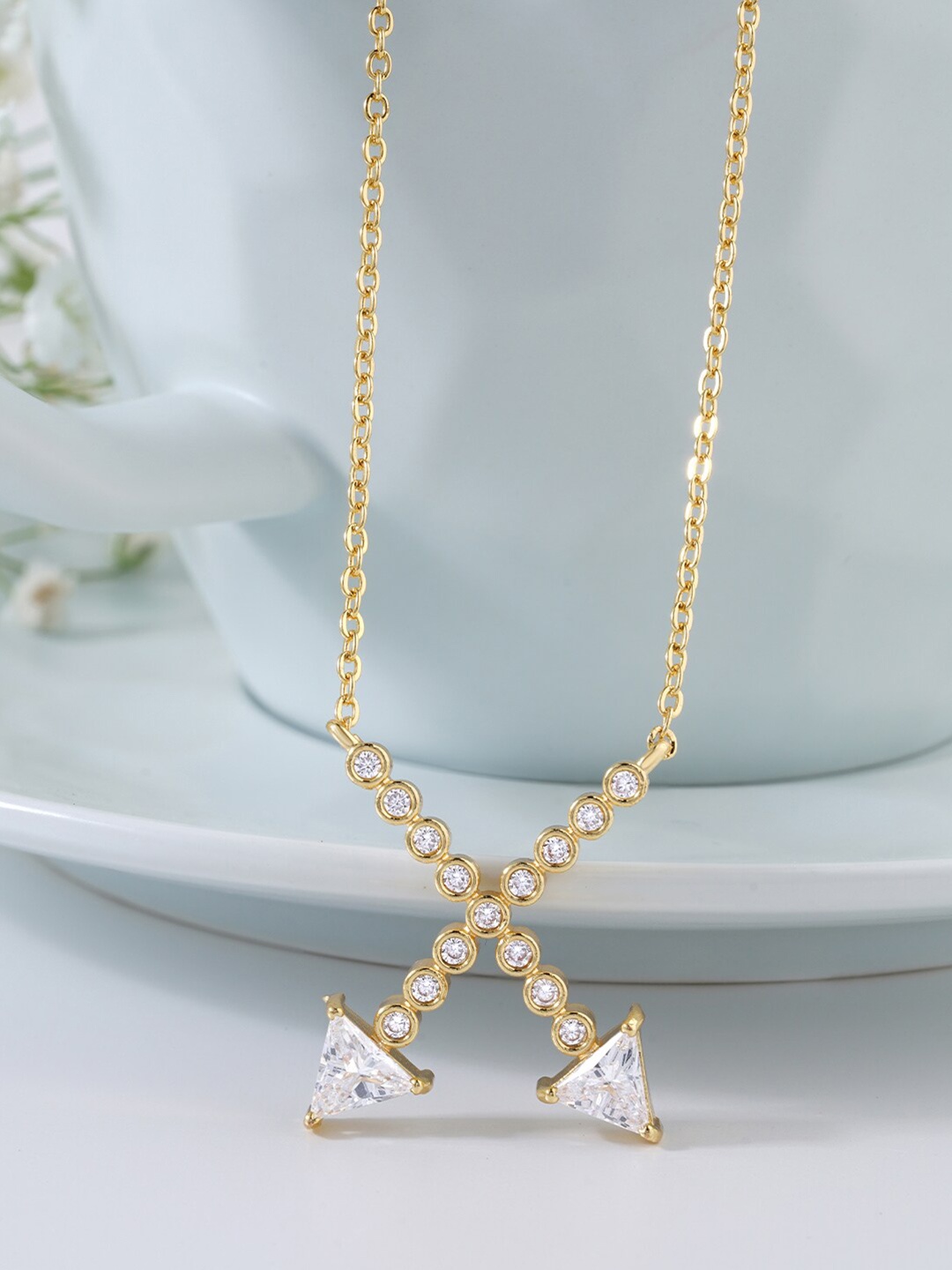 

MINUTIAE Gold-Toned & White Brass Gold-Plated Handcrafted Necklace