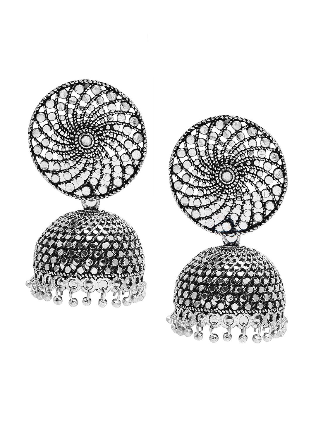 

Shining Jewel - By Shivansh Silver-Plated Oxidised Classic Jhumkas Earrings