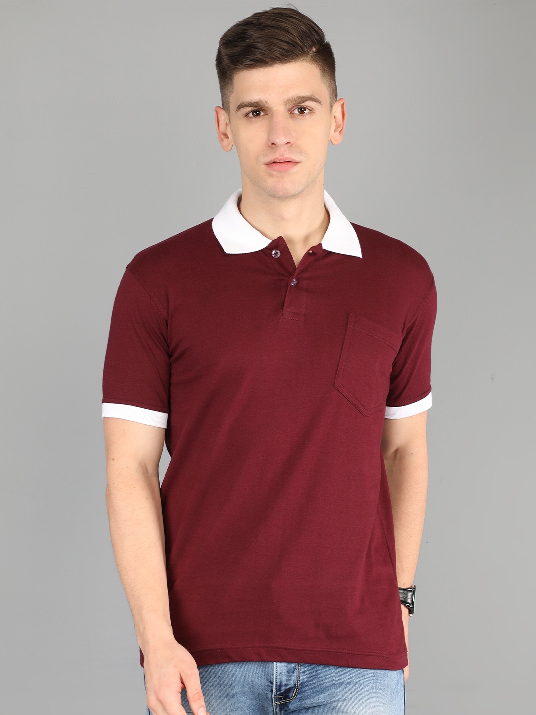 

Fleximaa Men Maroon Polo Collar T-shirt