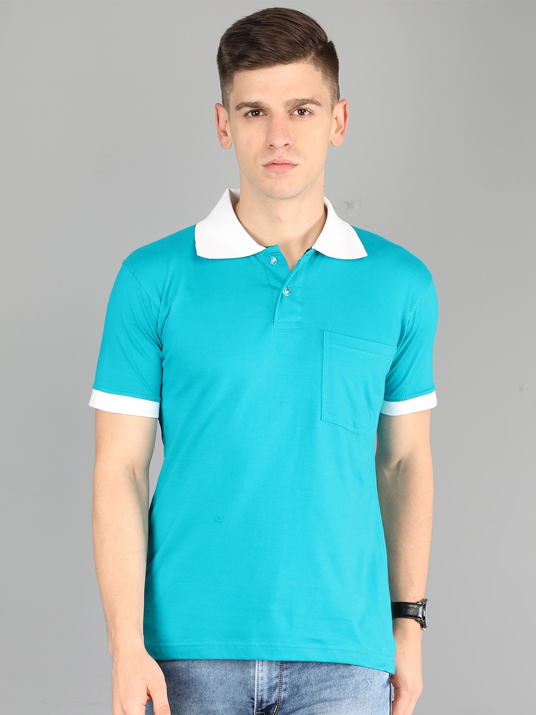Fleximaa Men Green Polo Collar T-shirt