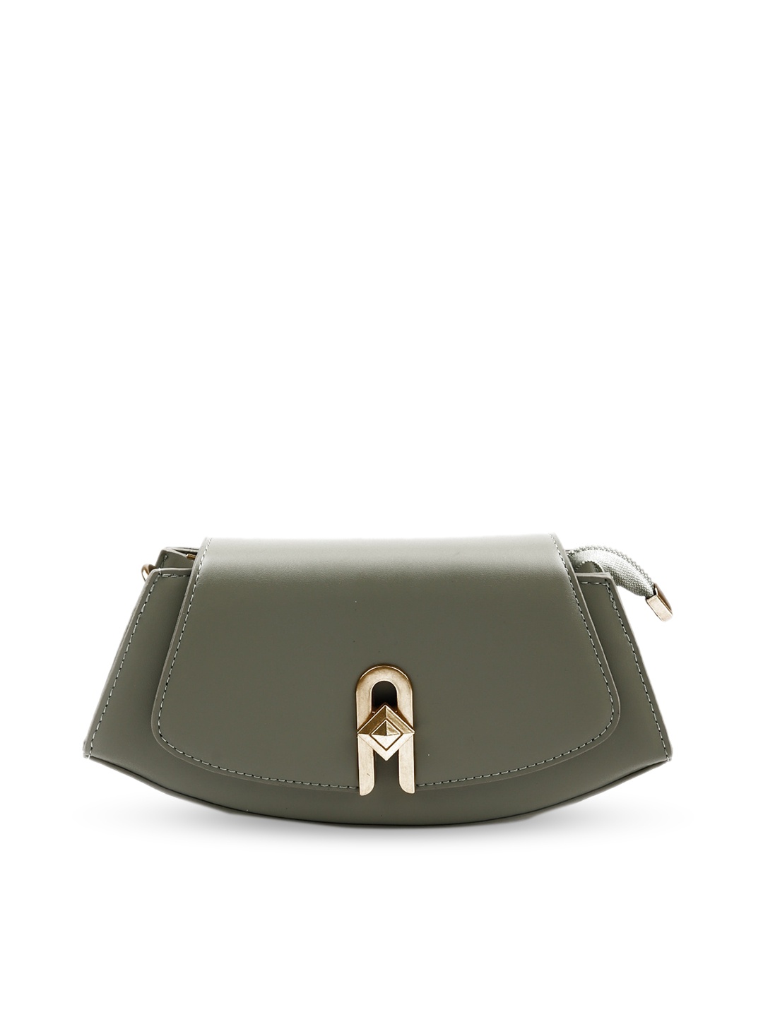 

ODETTE Olive Green Leather Bucket Sling Bag