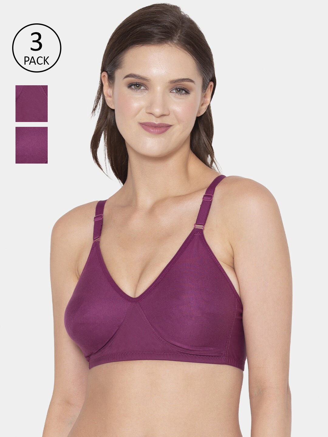 

Souminie Pack Of 3 Purple Everyday Bras - Wireless Non-Padded