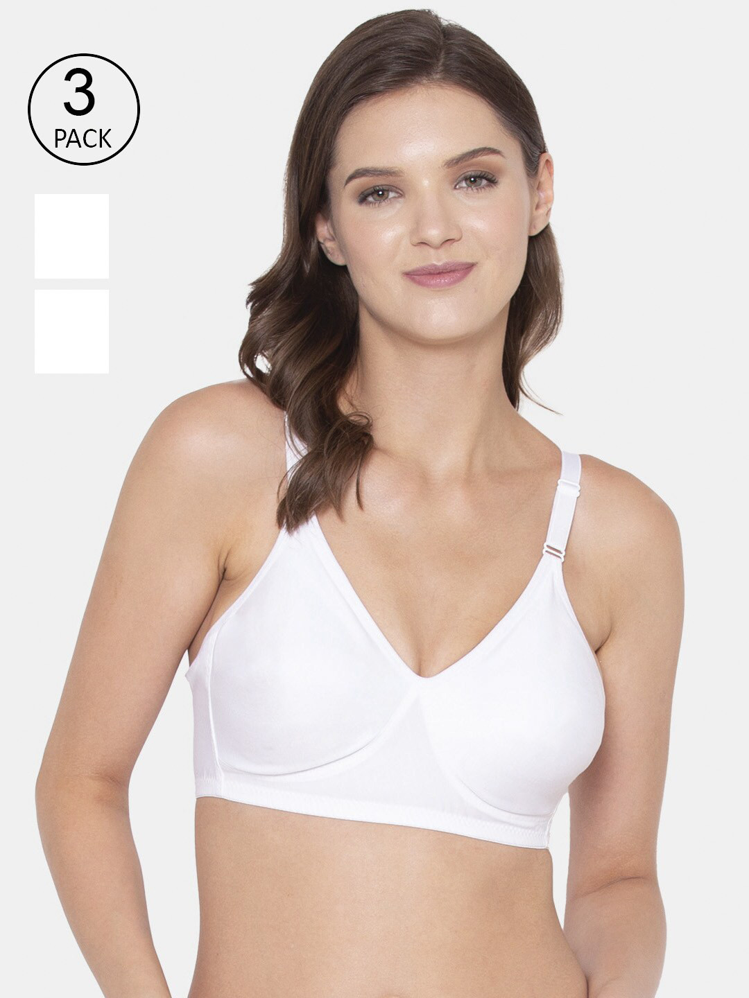 

Souminie Pack of 3 White Solid Non Wired Fill Coverage Everyday Bra