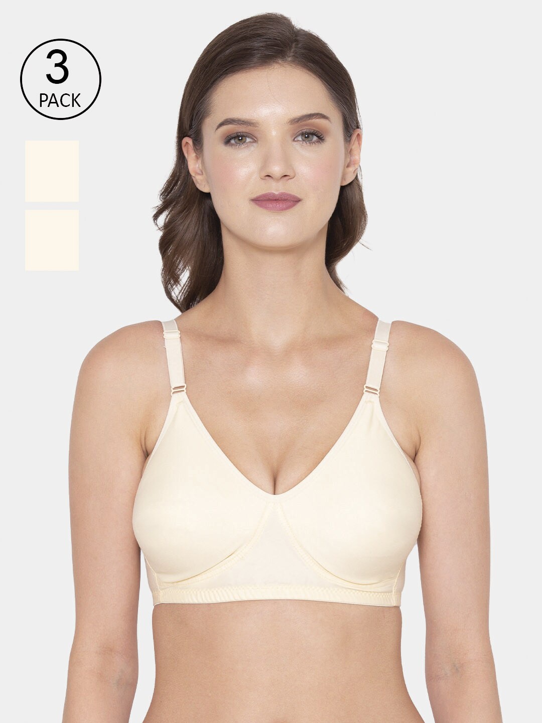 

Souminie Pack of 3 Solid Cotton Everyday Bra SS-903-01-SK-3PC, Beige