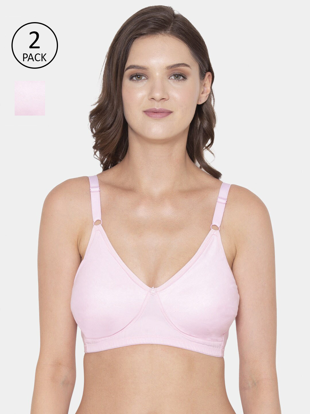 

Souminie Pink Solid Pack of 2 Cotton Seamless Bra with All Day Comfort