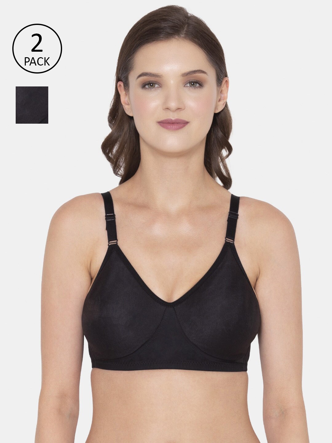 

Souminie Pack Of 2 Black Everyday Bras - Wireless Non-Padded